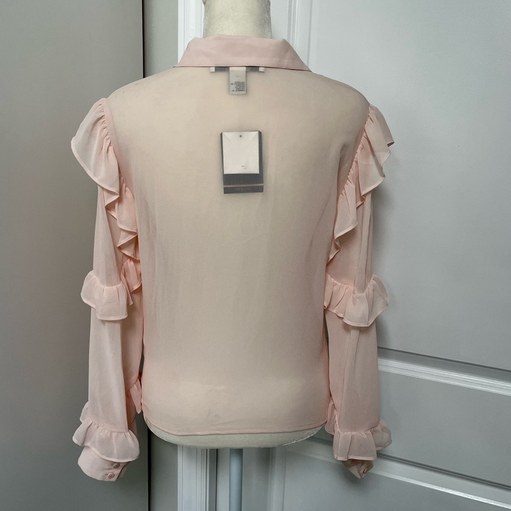 NWT❗️Pink Ruffle Button Up Blouse - Picture 4 of 5